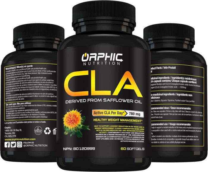 ORPHIC NUTRITION CLA Safflower Oil Supplement - Made with Safflower Oil - 780mg Non-Stimulant Conjugated Linoleic Acid for Men & Women* to Support Weight Loss Efforts and Metabolism* - 60 Softgels - Image 5