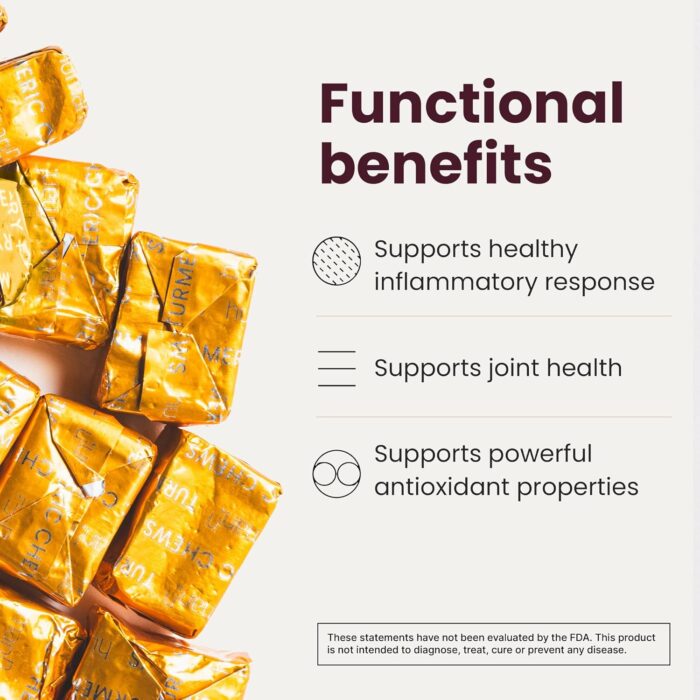 HumanN Turmeric Chews Supplement – Clinically Studied High Absorption Curcumin Complex - Orange Citrus Flavor – from SuperBeets Makers – Joint Health – 30 Count - Image 3
