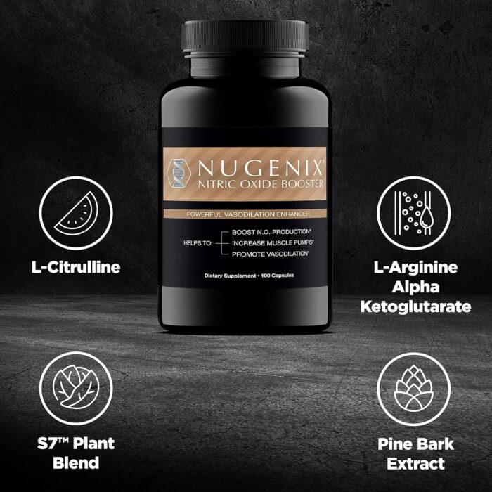 Nugenix Nitric Oxide Booster Supplement - Nitric Oxide Flow, L-Arginine, L-Citrulline, Pine Bark Extract - Vasodilator - 100 Capsules - Image 6