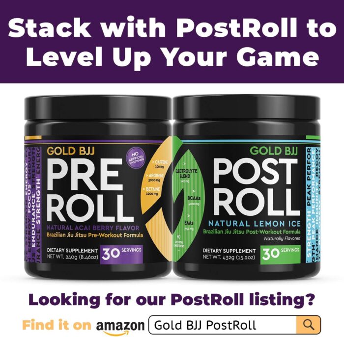 Gold BJJ PreRoll - Jiu Jitsu Pre Workout Supplement for Energy, Focus, and Endurance - Martial Arts Specific Pre-Workout Powder Formula with Natural Flavors (Acai Berry, 30 Servings) - Image 3