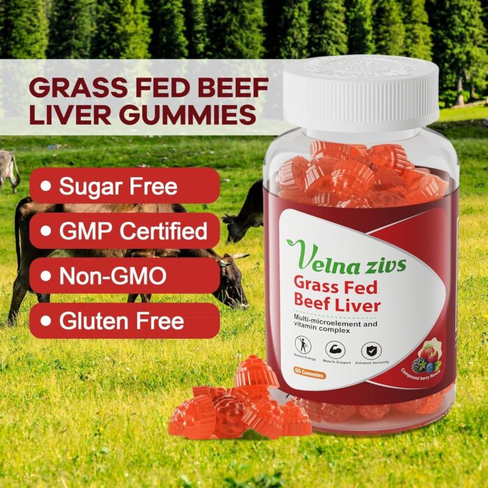 Grass Fed Beef Liver Gummies, Organic Grassfed Beef Liver Supplements for Women, Natural Iron, Vitamin A & B12, Boost Energy and Immunity, Non-GMO, Gluten Free, 60 Counts - Image 4