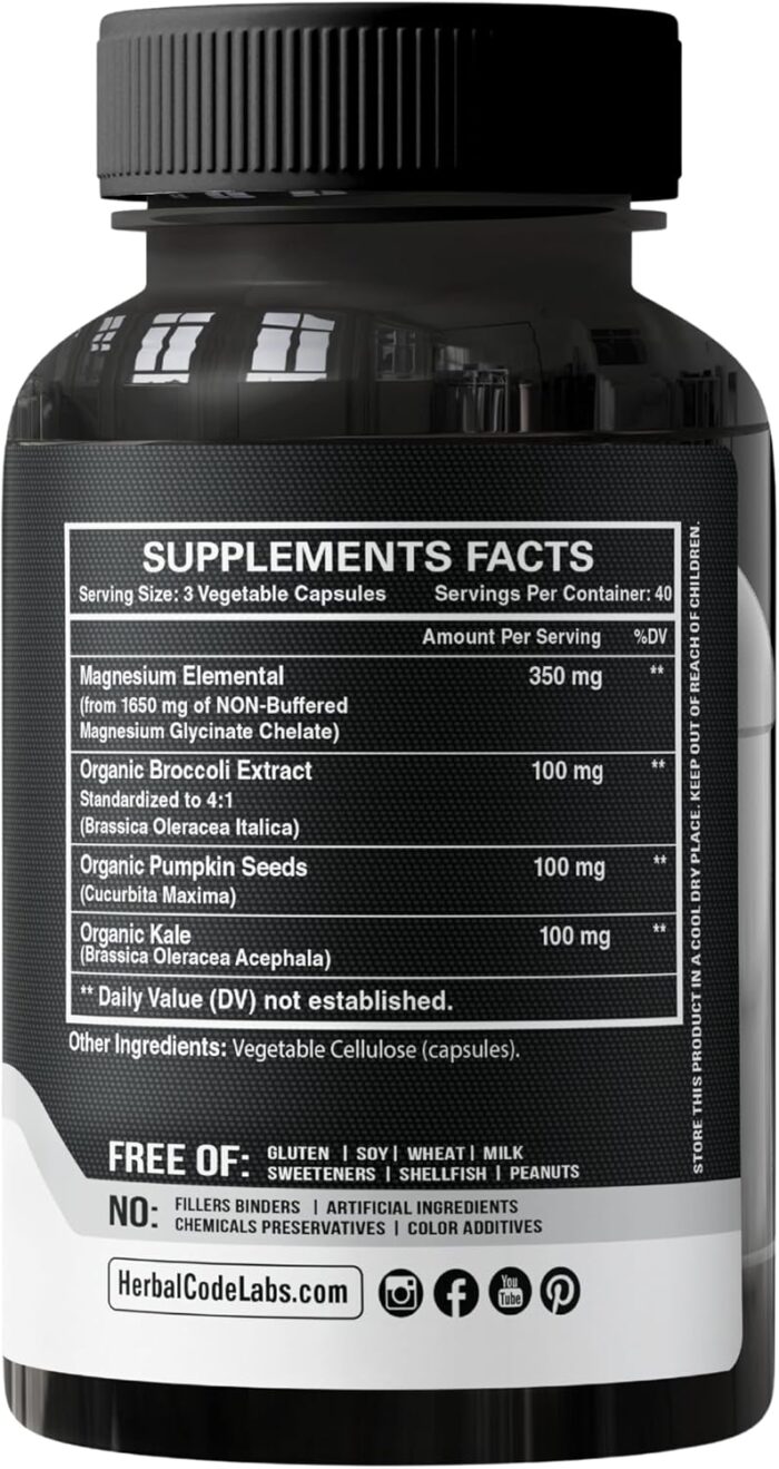 Pure Magnesium Glycinate Capsules - Non-Buffered 350mg Elemental Magnesium Supplement - Chelated High Absorption & Purity Magnesium Complex - Made in USA - Image 3