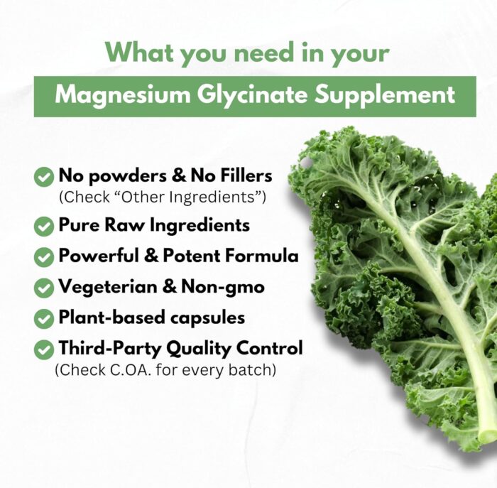 Pure Magnesium Glycinate Capsules - Non-Buffered 350mg Elemental Magnesium Supplement - Chelated High Absorption & Purity Magnesium Complex - Made in USA - Image 6