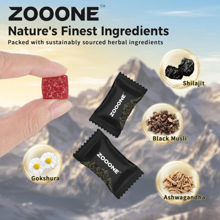 zooone- Pure Himalayan Shilajit Gummies – Premium Shilajit for Men & Women, Energy & Stamina Booster, Supports Immune & Muscle Health – Natural Herbal Blend with Ashwagandha & Black Musli - Image 3