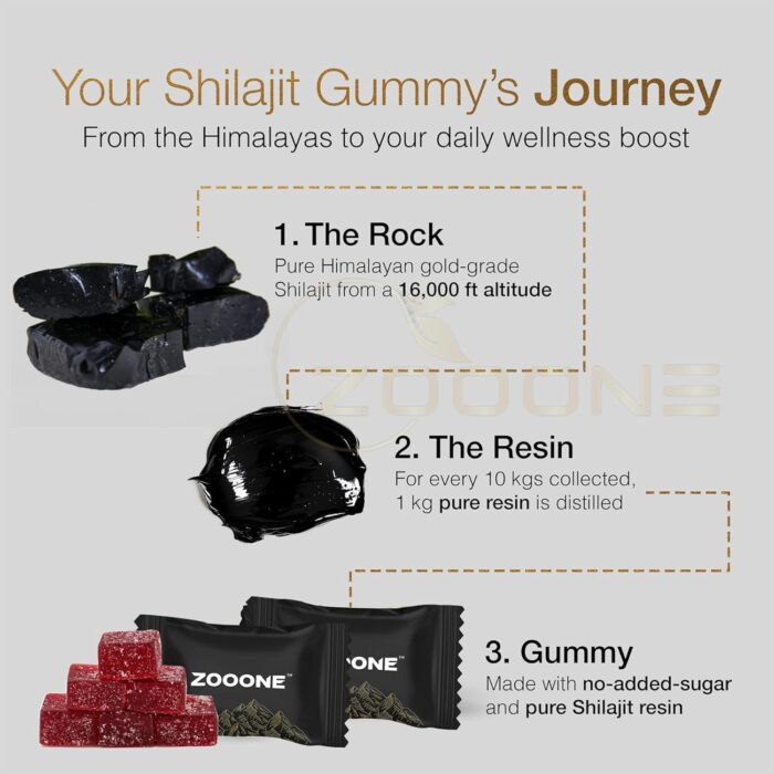 zooone- Pure Himalayan Shilajit Gummies – Premium Shilajit for Men & Women, Energy & Stamina Booster, Supports Immune & Muscle Health – Natural Herbal Blend with Ashwagandha & Black Musli - Image 4