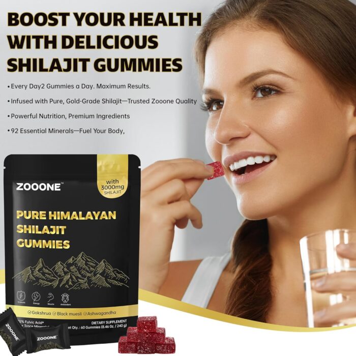 zooone- Pure Himalayan Shilajit Gummies – Premium Shilajit for Men & Women, Energy & Stamina Booster, Supports Immune & Muscle Health – Natural Herbal Blend with Ashwagandha & Black Musli - Image 7