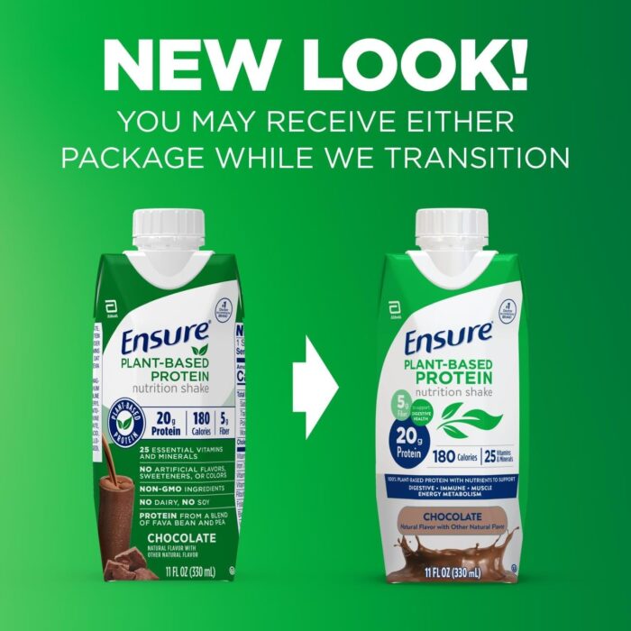 Ensure Plant-Based Vegan Protein Chocolate Nutrition Shake I Gluten-Free I Dairy-Free I Soy-Free Shake 12 Pack - Image 3
