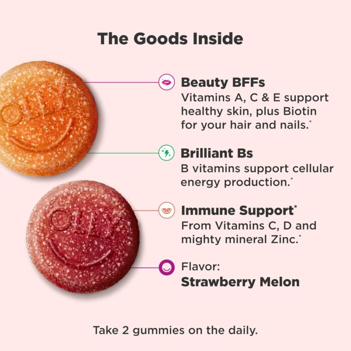 Olly Teen Girl Multi Gummy, Healthy Skin and Immune Support, 15 Essential Vitamins, Biotin, Zinc, Calcium, Chewable Multivitamin, Berry Melon, 35 Day Supply, 70 Count - Image 4