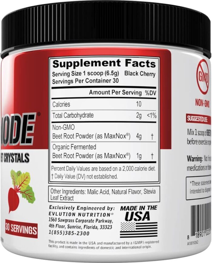 Evlution Nutrition BeetMode - Beet Root Powder - Nitric Oxide Booster - Black Cherry Flavor - Pre or Post-Workout Supplement for Enhanced Energy & Performance - Vegan & Gluten Free - 30 Servings - Image 3