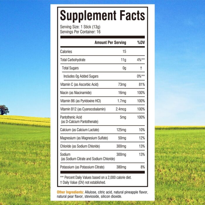 Innate Vitality Electrolytes Powder Packets, No Sugar, 5 Keto Electrolytes & Vitamins, Hydration Powder Packets, Easy to Dissolve, Natural Pineapple Pear Flavor, 16 Stickpacks - Image 3