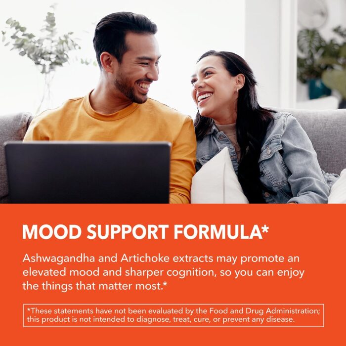 Ashwagandha Capsules 1000mg with Artichoke Extract for Stress & Mood Support - Vegan, Non-GMO Withania Somnifera Supplement for Energy & Focus - 45-Day Supply, Extra Strength Adaptogenic Formula - Image 4