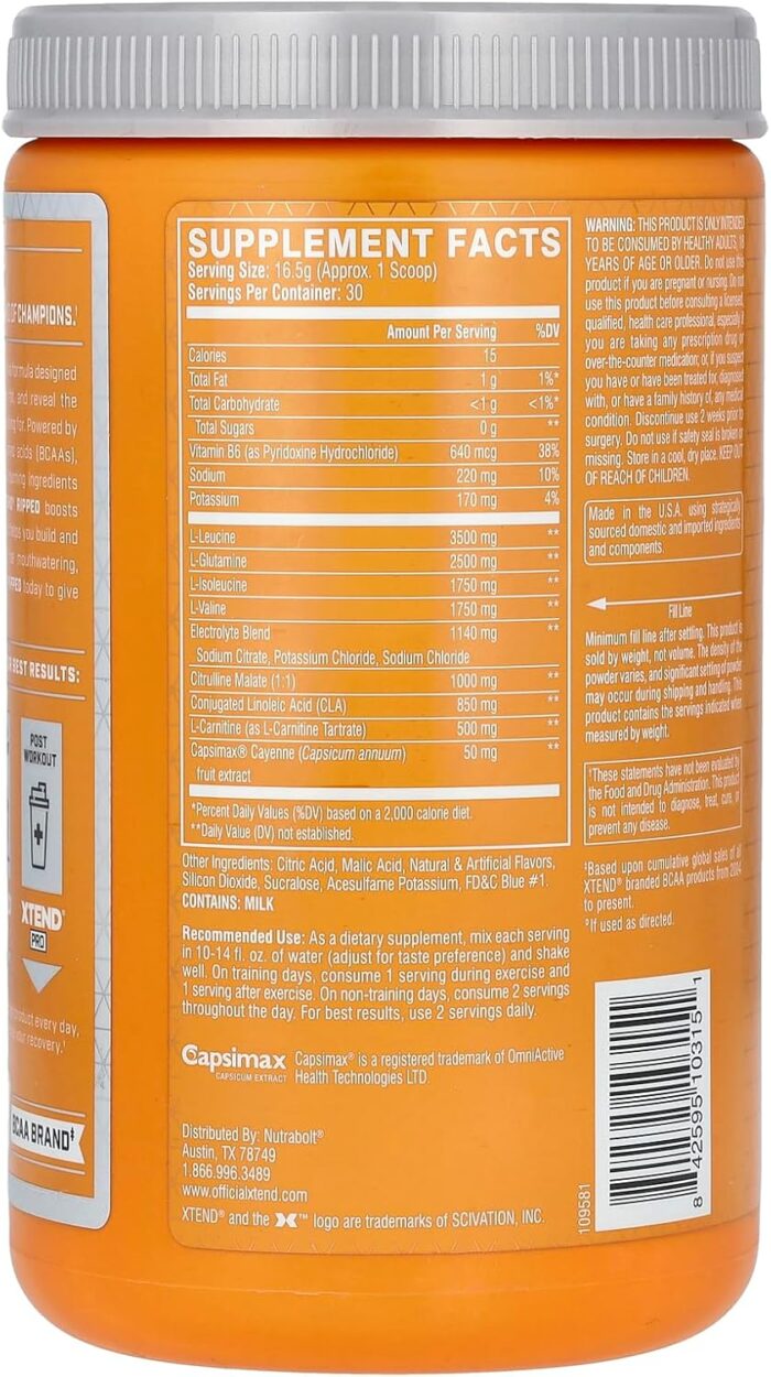 XTEND Ripped BCAA Powder Blueberry Lemonade - Cutting Formula + Sugar Free Post Workout Muscle Recovery Drink with Amino Acids - 7g BCAAs for Men & Women - 30 Servings - Image 3