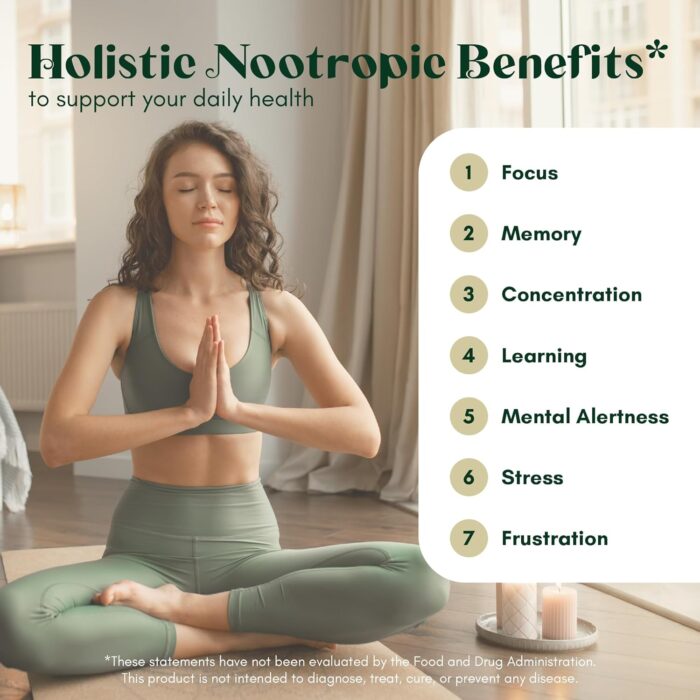 Alpha Focus Nootropic - Memory and Focus Brain Booster Supplement with Choline, Citicoline, GPC, L-Tyrosine, Bacopa Monnieri, DMAE, Gingko Biloba, Lion's Mane, Niacinamide - 60 Capsules - Image 3