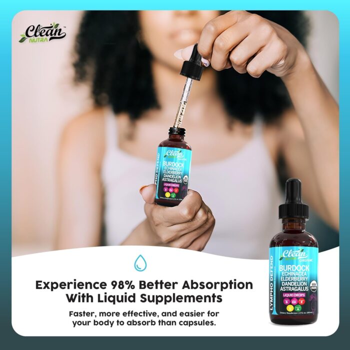 Organic Lymphatic Drainage Supplement | Lymphatic Support Drops | Burdock Root Echinacea Elderberry Dandelion Astragalus Milk Thistle Sea Moss Red Clover Cleanse Marigold Drop by Clean Nutra - Image 5