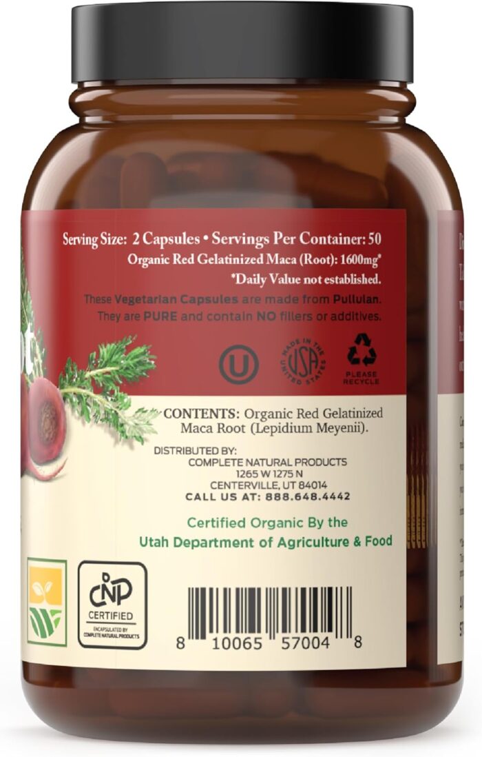 Complete Natural Products Pure Maca Root Powder Capsules - 100 Capsules - Image 3