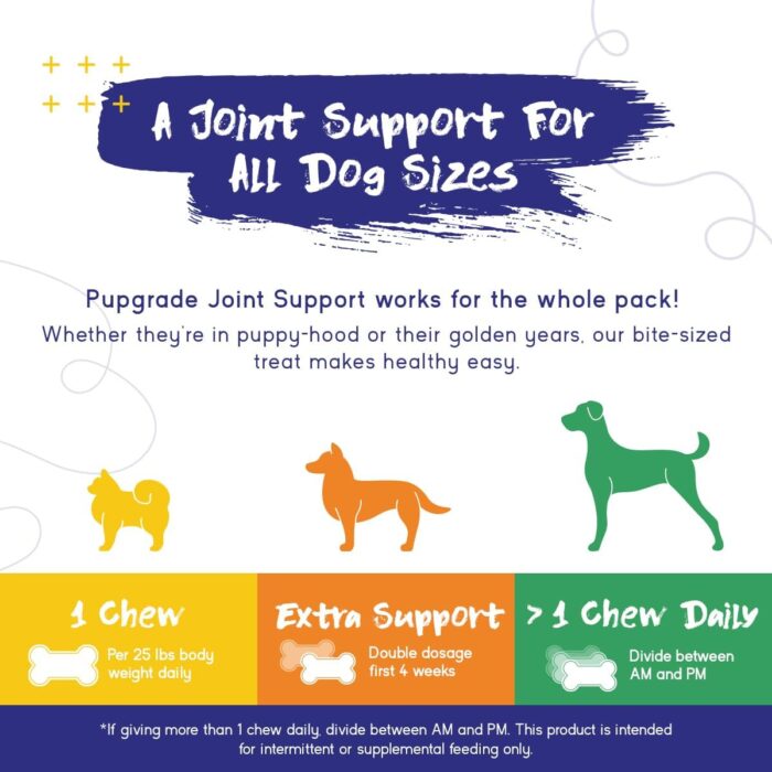 PupGrade Joint Support Supplement for Dogs - Natural Glucosamine Chondroitin with MSM - Hip & Joint Pain Relief - Recommended for Hip Dysplasia, Arthritis & Joint Disease - USA Tested - 60 Chews - Image 4