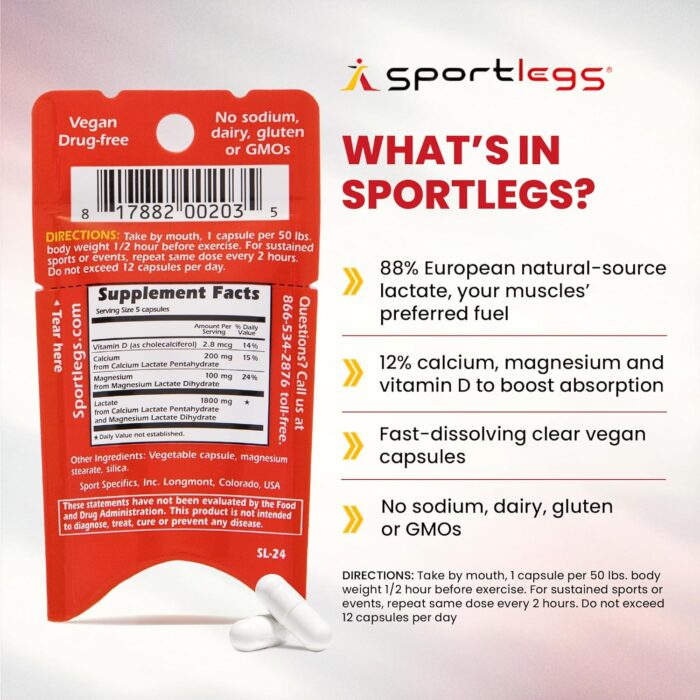 SPORTLEGS Fast Fitness Boost Pre Workout for Men and Women, Lactic Acid Supplement, Sports Endurance Fuel Endurance Supplements for Runners - 5-Cap Packet, Trial Pack of 3 - Image 3