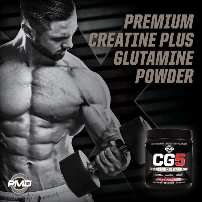 PMD Sports CG5 - Premium Creatine and L Glutamine Powder - Maximum Strength Power Recovery, Build Lean Muscle, Increase Performance - Pre-Workout and Post Workout - Cherry Vanilla Slush (30 Servings) - Image 4