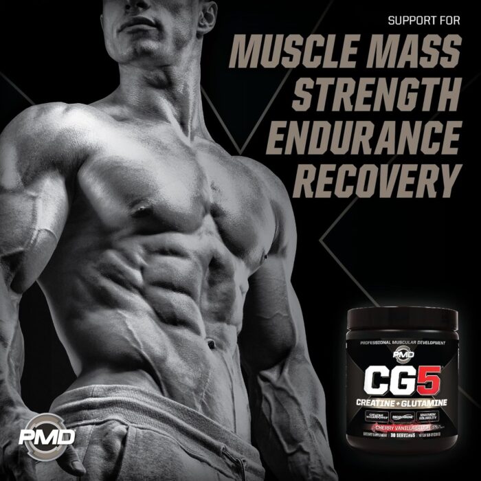 PMD Sports CG5 - Premium Creatine and L Glutamine Powder - Maximum Strength Power Recovery, Build Lean Muscle, Increase Performance - Pre-Workout and Post Workout - Cherry Vanilla Slush (30 Servings) - Image 5