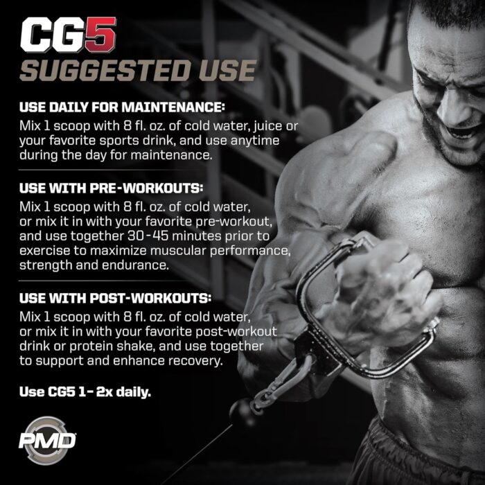 PMD Sports CG5 - Premium Creatine and L Glutamine Powder - Maximum Strength Power Recovery, Build Lean Muscle, Increase Performance - Pre-Workout and Post Workout - Cherry Vanilla Slush (30 Servings) - Image 8