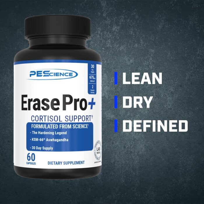 PEScience Erase Pro +, Natural Testosterone Booster for Men, Cortisol Blocker with KSM 66 Aswhagandha, and Estrogen Blocker PCT Supplement, 30 Day Cycle - Image 3
