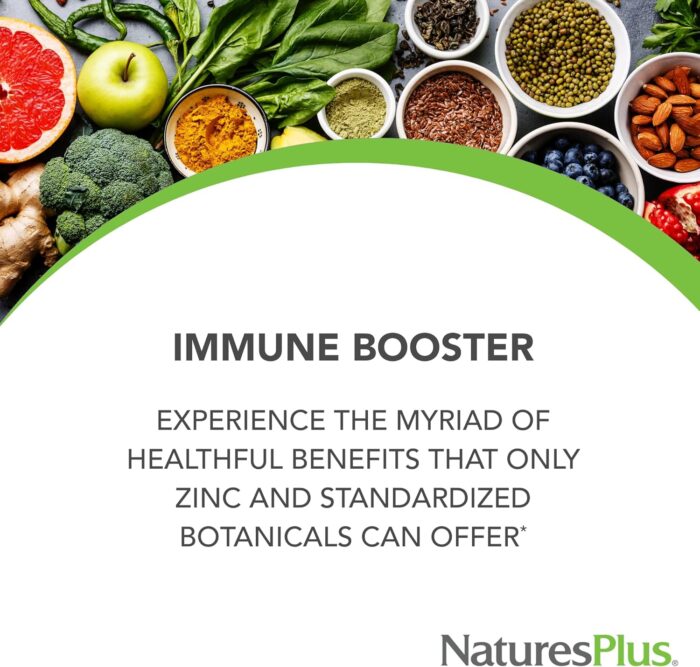 NaturesPlus Herbal Actives ImmunActin Zinc Lozenges - 10 mg Zinc, 60 Vegan Lozenges - Wild Cherry Flavor - Immune Booster with Echinacea & Elderberry - Vegetarian, Gluten-Free - 60 Servings - Image 4