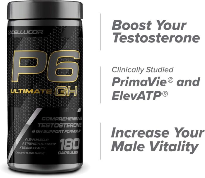 Cellucor P6 Ultimate GH Test Booster for Men, Growth Hormone Support Pills for Protein Synthesis & Fat Metabolism, 180 Capsules - Image 4
