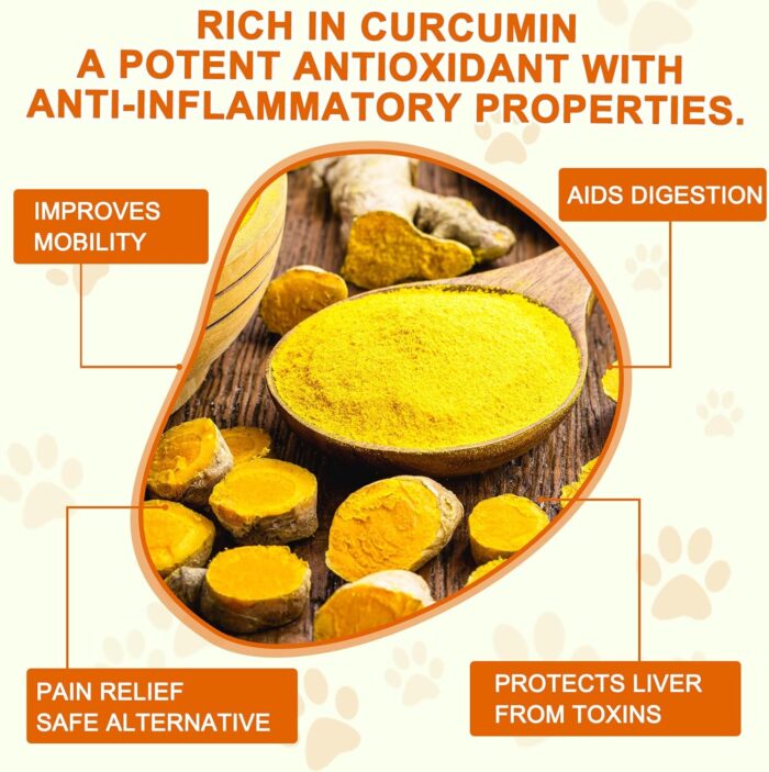 Turmeric for Dogs,180 Chews Dog Turmeric Curcumin Tablets Supports Canine Digestive Heart & Liver Health, Antioxidant, Eliminates Joint Pain Inflammation,Hip and Joint Aid-Duck Flavor - Image 7