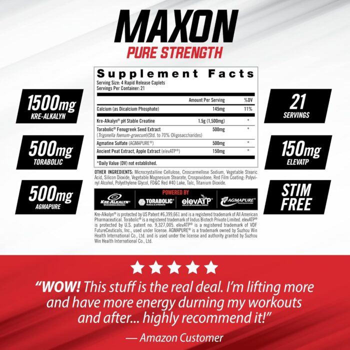 iSatori Maxon Stim Free Pre Workout Tablets, Pure Strength & Performance Formula with Kre-Alkalyn Creatine, Fenugreek, Agmapure & elevATP, Caffeine Free Pre Workout for Men, 84 Tablets - Image 3