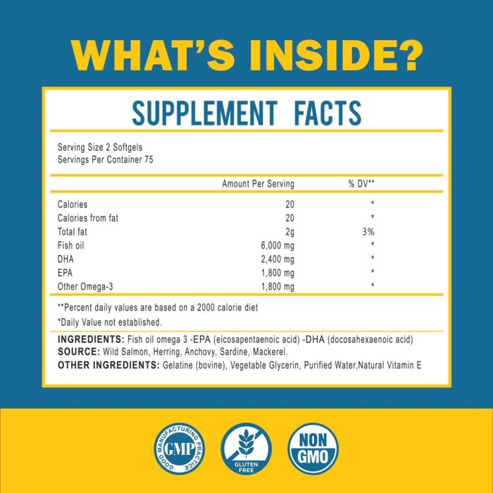 Omega 3 Fish Oil with Maximum EPA DHA - Supports Brain, Liver, Heart & Immunity - Made in The USA - 150 Softgels - Image 3