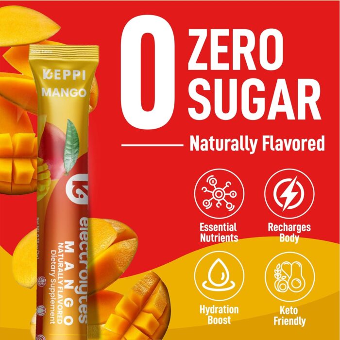 Keppi Mango Electrolytes Powder Packets – 30 Sugar Free Hydration Packets, Keto-Friendly Hydration Packets Perfect for Travel, Gym, and Everyday Refreshment - Image 5