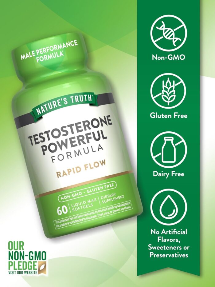 Nature's Truth Testosterone Supplement for Men | 60 Softgels | Non-GMO and Gluten Free Formula - Image 4