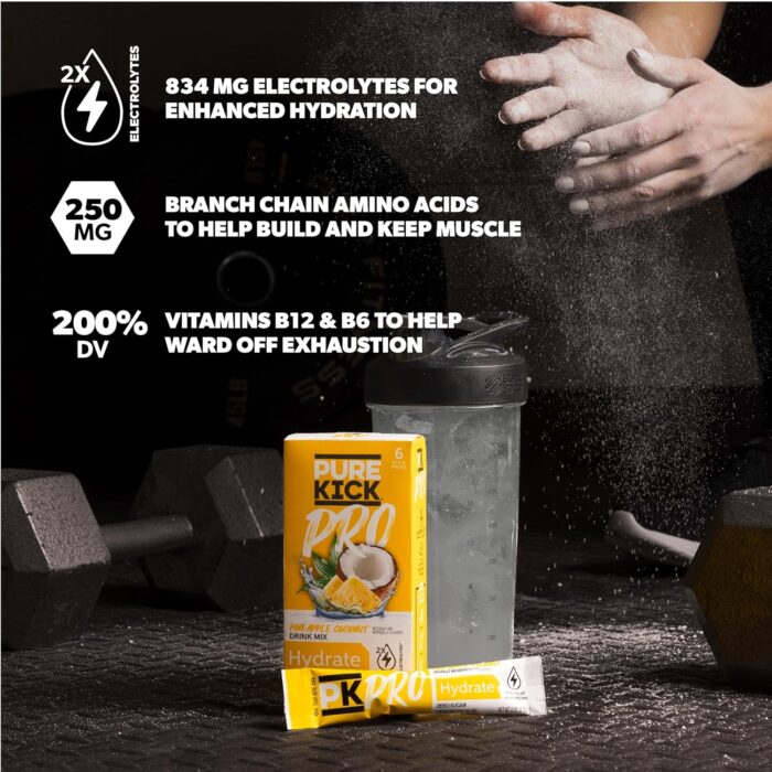 PURE KICK PRO Hydration Electrolyte Drink Mix, Pineapple Coconut, Includes 1 Box with 6 Packets in Each Box - Image 4