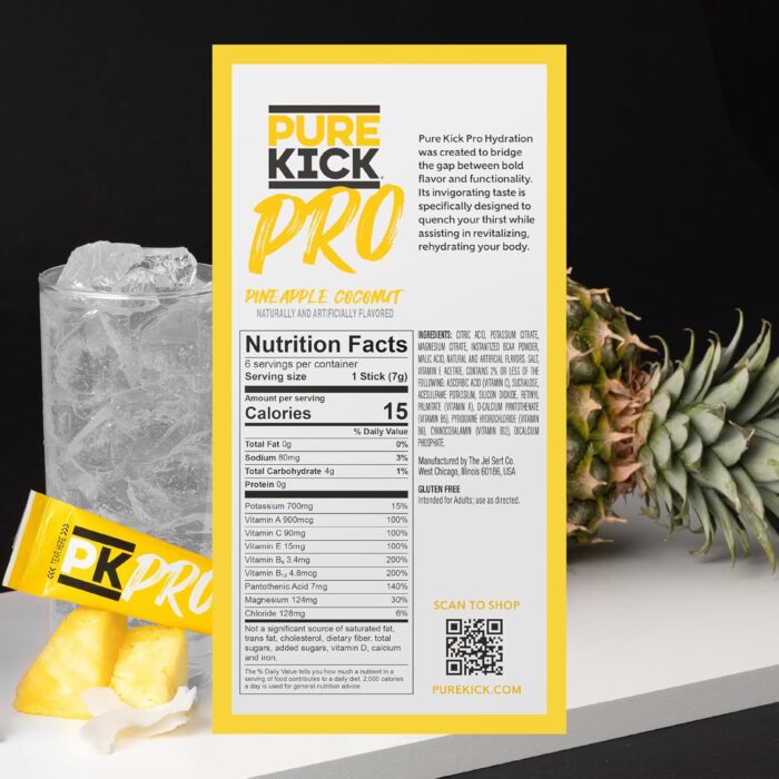PURE KICK PRO Hydration Electrolyte Drink Mix, Pineapple Coconut, Includes 1 Box with 6 Packets in Each Box - Image 6