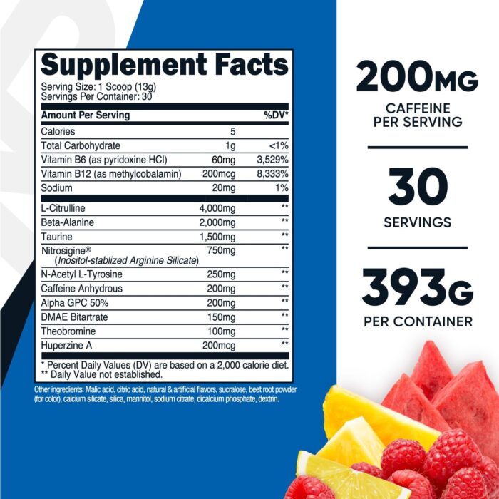 Nutricost Pre-Workout Complex Powder (30 Servings, Fruit Punch) - with Beta-Alanine, Taurine & Amino Acids - Image 3