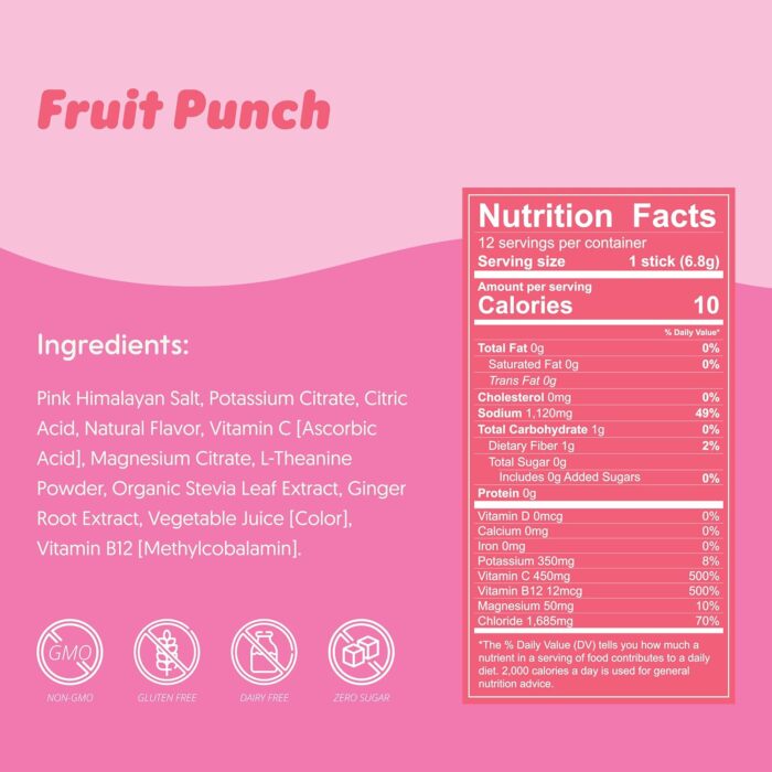 Waterboy Weekend Recovery x FOW | 3,200mg Electrolyte Powder Packets | Ginger + L-Theanine + Vitamins | No Sugar, All Natural, Gluten Free | 24 Drink Stick Mixes (Fruit Punch) - Image 4