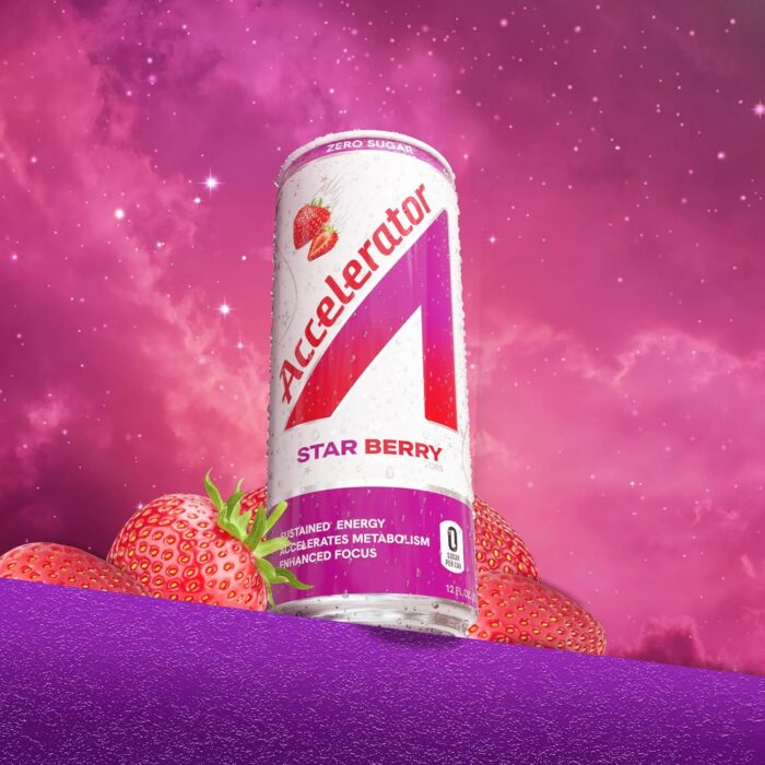 Accelerator Active Energy Drink Sugar Free Zero Carbs, Star Berry 12oz can(12 pack) Enhanced Focus & Sustained Energy from 100% Natural Caffeine (200mg), Ashwagandha, Coq10 & Green Tea Extract - Image 4