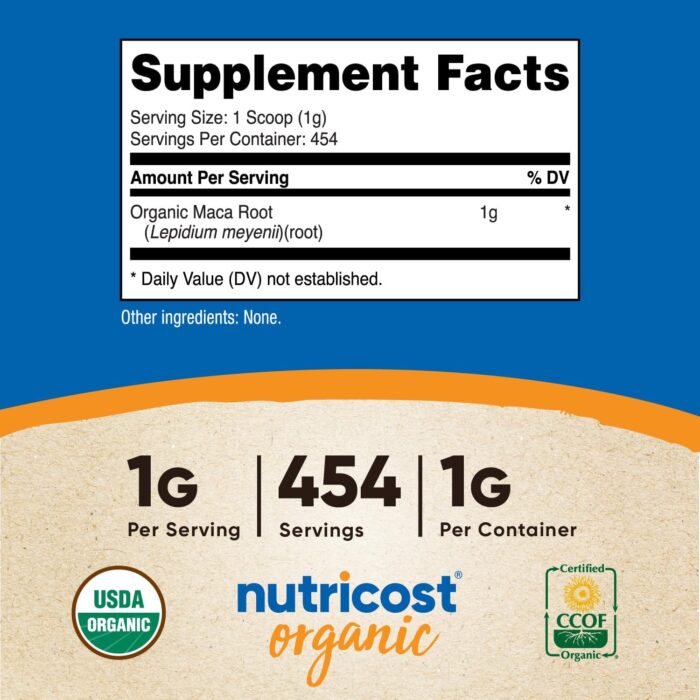 Nutricost Organic Maca Root Powder (1 LB) - Image 3