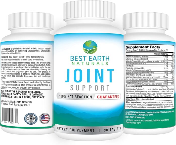 Best Earth Naturals Joint Support- Glucosamine, Chondroitin, MSM & Special Vitamins & Nutrients for Back, Hip & Joint Support - Joint Supplement for Joints, Muscle & Flexibility 30 Day Supply - Image 3