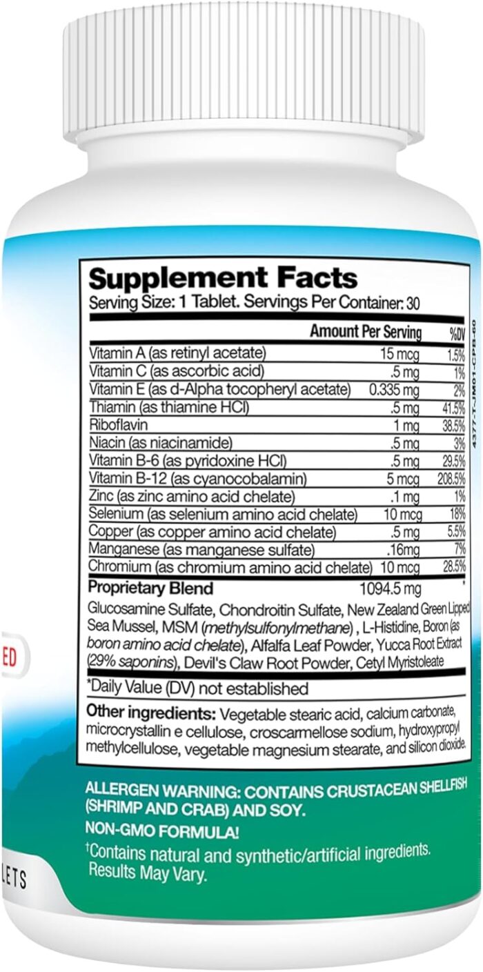 Best Earth Naturals Joint Support- Glucosamine, Chondroitin, MSM & Special Vitamins & Nutrients for Back, Hip & Joint Support - Joint Supplement for Joints, Muscle & Flexibility 30 Day Supply - Image 4
