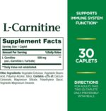 Nature's Bounty L-Carnitine, Supports Heart Health & Fat Metabolism, Amino Acid Supplement, 500 mg, 30 Tablets - Image 3