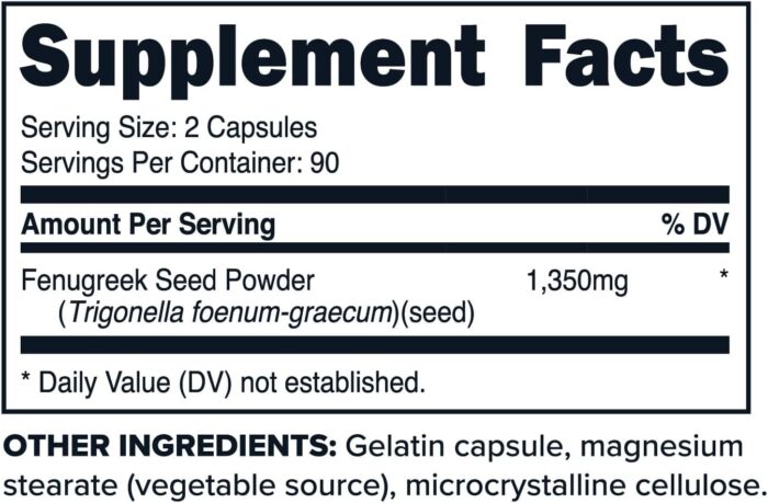 Primaforce Fenugreek Seed Capsules (180 Capsules / 1350mg Per Serving, 2 Capsule Servings) - Premium Herbal Supplement for Men and Women, Non-GMO, Gluten Free Supplement - Image 3