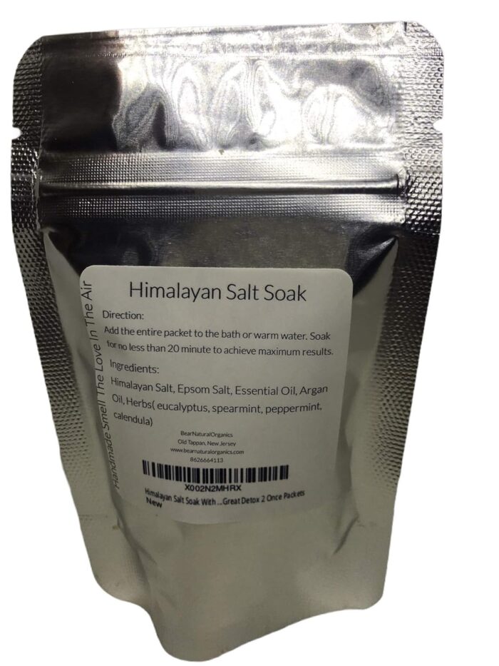 BearNaturalOrganics Himalayan Salt Soak With Eucalyptus and Spearmint For Energizing Muscle Relief Great Gift 8 Once Packets - Image 5