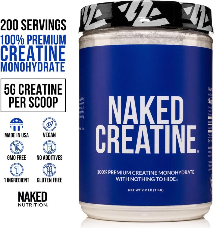 NAKED Pure Micronized Creatine Monohydrate – 200 Servings, 1,000g Bulk – Vegan, Non-GMO, Gluten & Soy Free - Muscle Building, Strength Training, Gym & Fitness Supplement - Image 3