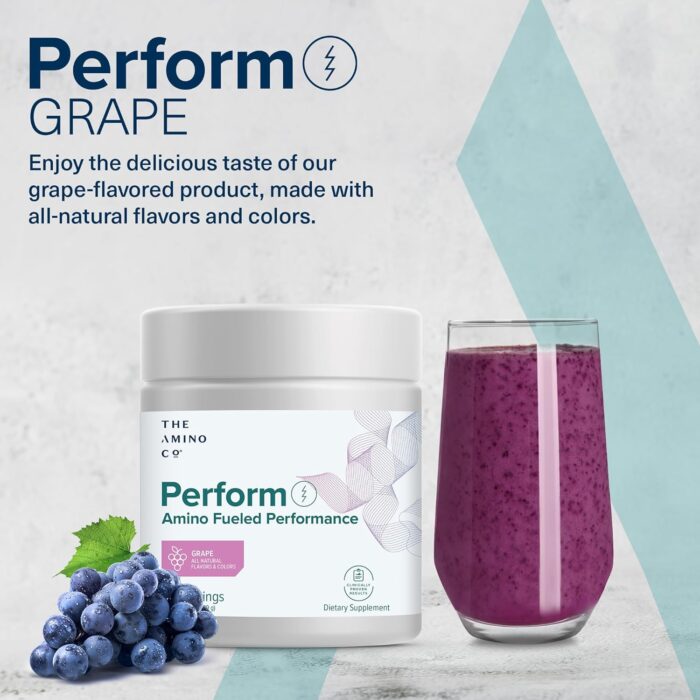 The Amino CO. - Perform Pre Workout Powder Supplement with Pure EAA Amino Acids & Natural Flavor, Stevia Sweetened Preworkout Energy Boost for Men & Women - Grape (6.7 oz) - Image 10