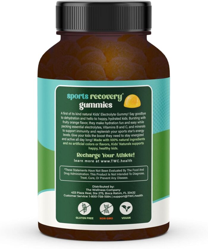 The Wellness Company Kids Sports Recovery Gummy Supplement | 60 Gummies - 1 Month Supply | Natural Eloctrlyte Booster with Essential Vitamins and Minerals to Replenish and Hydrate - Image 3
