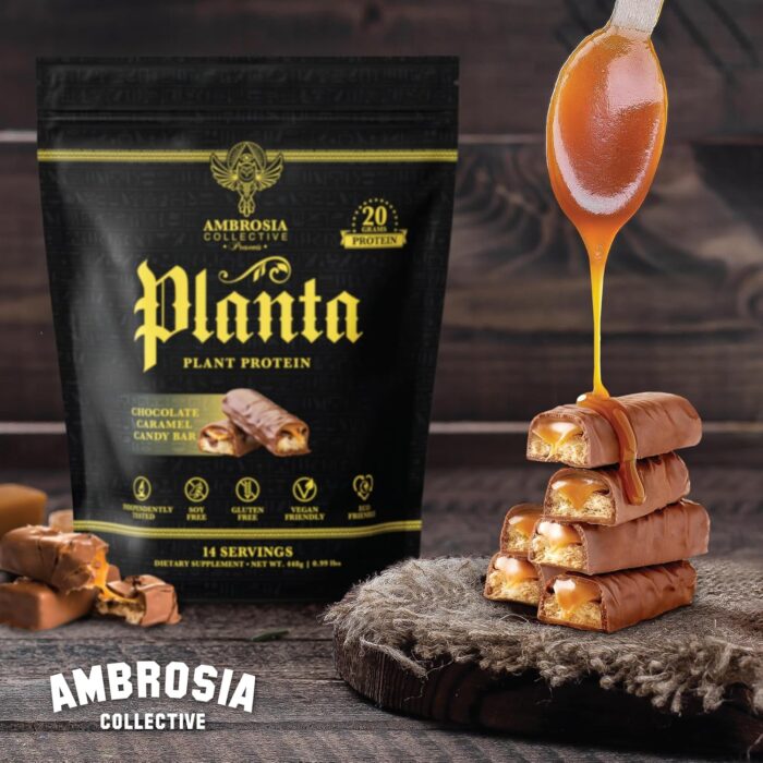 Ambrosia Planta - Premium Organic Plant-Based Protein | Vegan & Keto Friendly | Gourmet Flavors with No Bloating or Stomach Upset | Gluten & Soy Free | No Added Sugar | 14 Servings | (Candy Bar) - Image 6