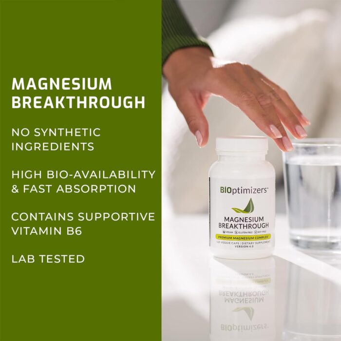 BIOptimizers Magnesium Breakthrough Supplement 4.0-7 Forms of Mg: Glycinate, Malate, Citrate, and More - Natural Support for Sleep and Cognitive Function - 30 Capsules- Calming Vitamins Complex - Image 3