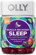 OLLY Muscle Recovery Sleep Gummies, Sleep and Sore Muscle Support, 3mg Melatonin, Tart Cherry & Daily Energy Gummy, Caffeine Free, Vitamin B12, CoQ10, Goji Berry, Adult Chewable Supplement - Image 3