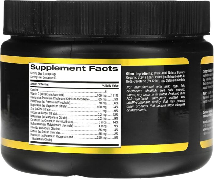 California Gold Nutrition Sport, Electrolyte Powder, Natural Tropical, 9.84 oz (279 g) - Image 3